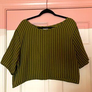 Curator sf - Noa Crop Tee - Avocado + Black - Large